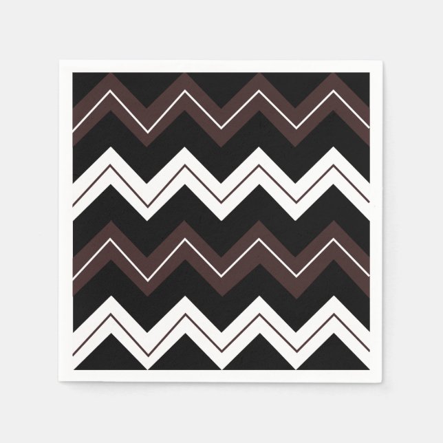 Black White Brown Chevron Stripe  Napkin (Front)