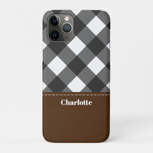 Black White Brown Personalised Plaid Case-Mate iPhone Case
