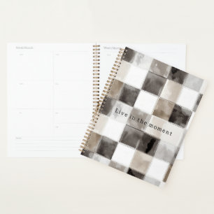 Black White Brown Squares Planner