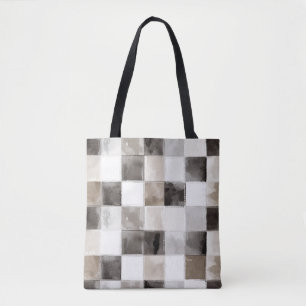 Black White Brown Squares Tote Bag
