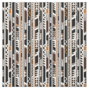 Black, White brown Tribal pattern Fabric