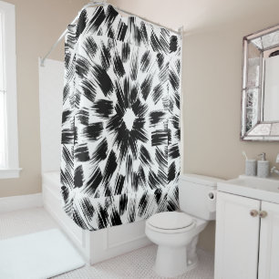 Black White brush grunge Shower Curtain