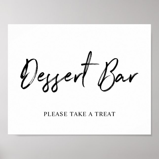 Black & White Brush Lettering Dessert Bar Sign (Front)