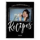 Black White Brush Script Recipes Photo