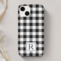 Black White Buffalo Check Custom Monogram