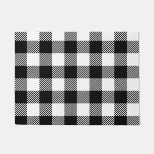 Black White Buffalo Check Gingham Design Pattern Doormat