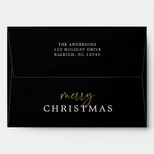 Black & White Buffalo Check Plaid Merry Christmas Envelope