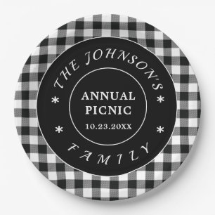 Black White Buffalo Checks Picnic Paper Plate
