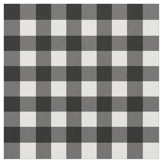 Black & White Buffalo Chequered Plaid Rustic Fabric (Close Up)