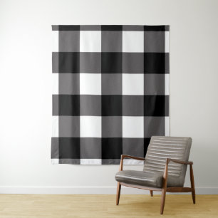 Black & White Buffalo Chequered Plaid Rustic Tapestry
