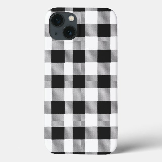 Black White Buffalo Gingham Check Plaid Holiday Ca Case-Mate iPhone Case (Back)