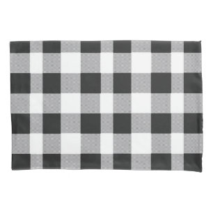 Black White Buffalo Gingham Check Plaid Holiday Pillowcase