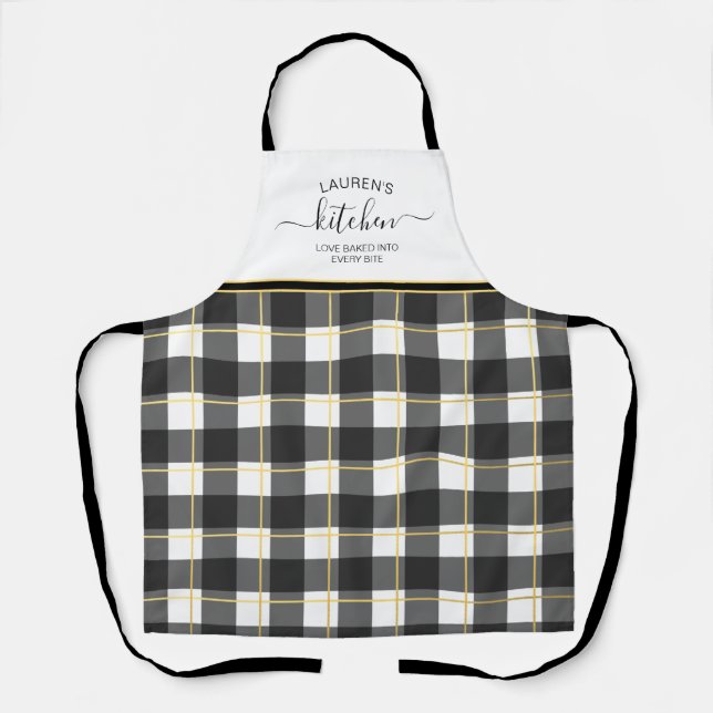 Black White Buffalo Plaid Apron (Front)