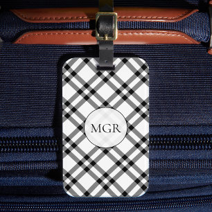 Black & White Buffalo Plaid Luggage Tag