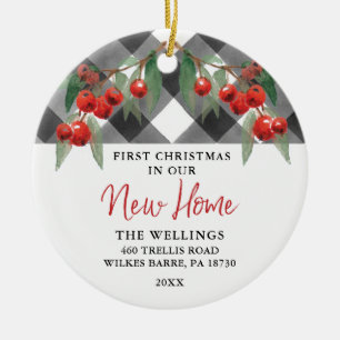 Black & White Buffalo Plaid New Home Housewarming Ceramic Tree Decoration