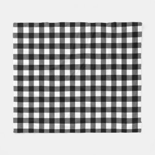 Black White Buffalo Plaid Pattern Christmas Gift Fleece Blanket
