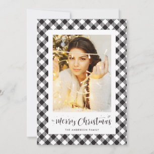 Black White Buffalo Plaid Photo Christmas Cards