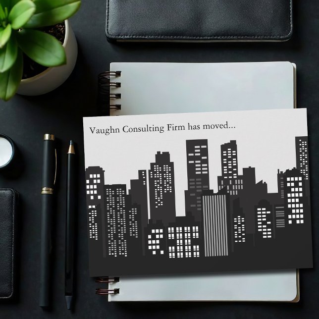 Black White Building Skyline Business Moving Announcement (Creator Uploaded)