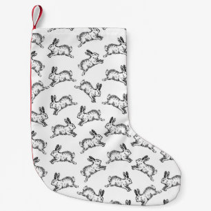 Black & White Bunny Rabbits Small Christmas Stocking