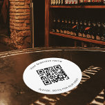 Black white business bar restaurant menu qr code round paper coaster<br><div class="desc">A stylish,  classic white background. Personalise and add your business name,  your own qr code and a text.  Black text.</div>
