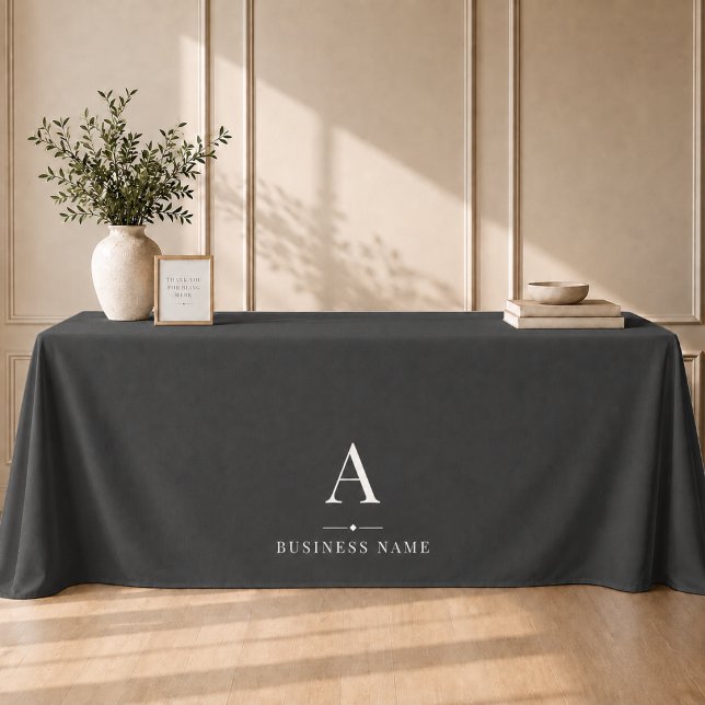Black & White Business Branded Table Banner Tablecloth (Creator Uploaded)