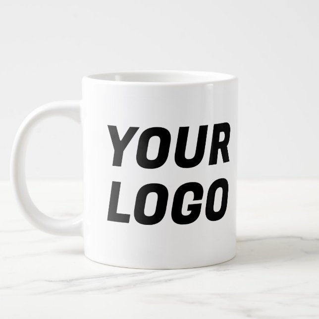 Black & White Business Company Logo CUSTOM Jumbo Large Coffee Mug (Left)