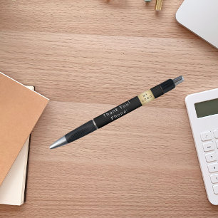 Black white business company logo Thank You