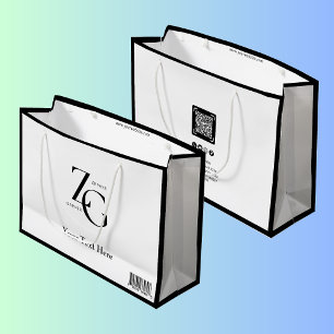 Black White Business Custom Logo Minimalist Large Gift Bag