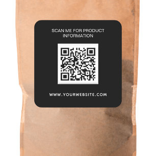 Black white business information qr code square sticker