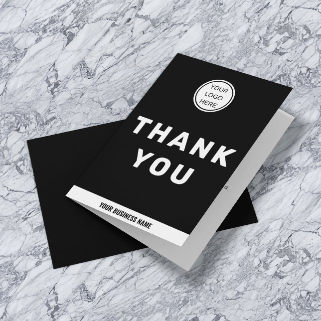 Black White Business Logo Bold Typography Thank You Card (Creator Uploaded)