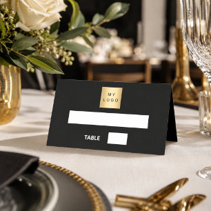 Black white business logo event place card