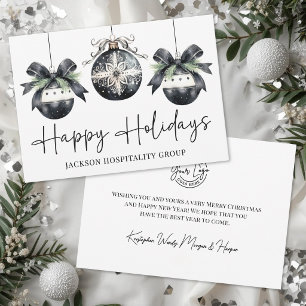 Black White Business Logo Happy Holiday Card
