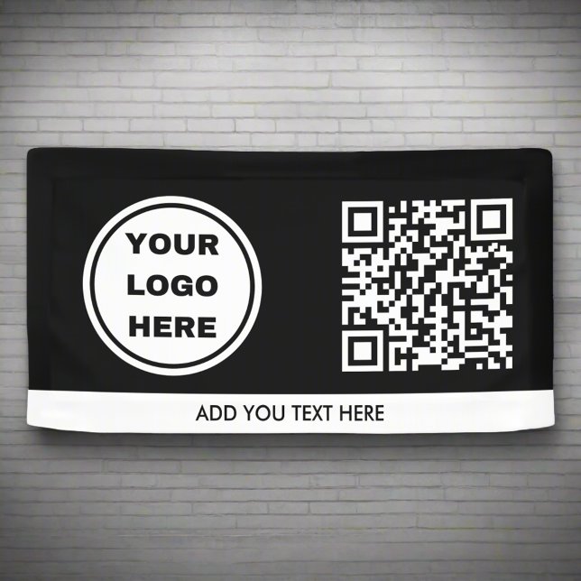 Black & White Business Logo QR Code Promotional Banner (Creator Uploaded)