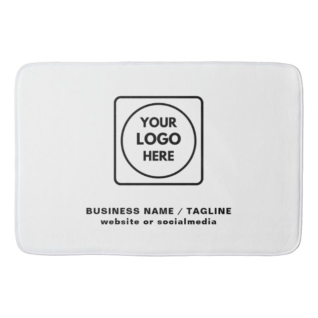 Black White Business Logo Text Branding Bath Mat (Front)