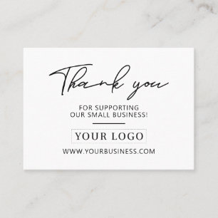 Black & White Business Logo Thank you Product Care Card