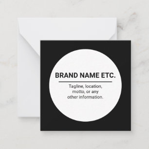 Black White Business Name Note Card