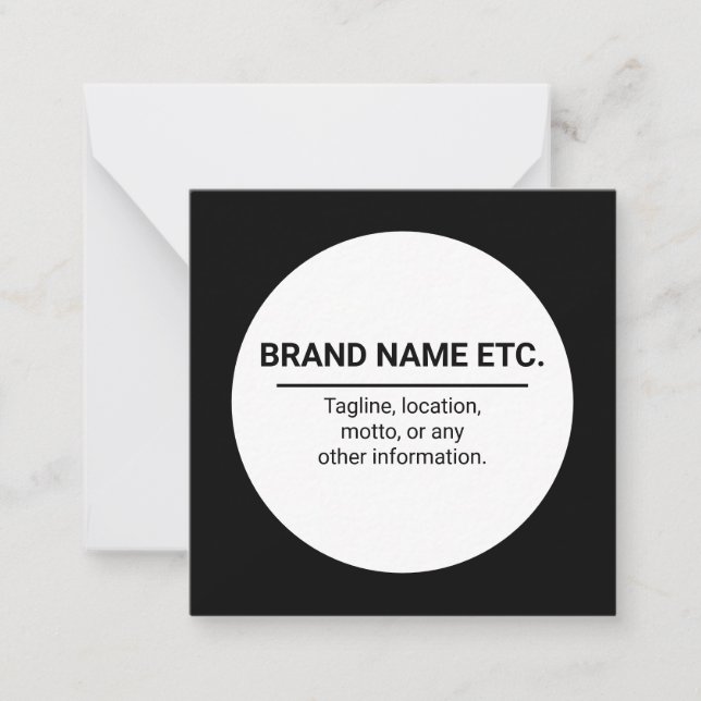 Black White Business Name Note Card (Front)