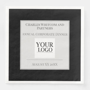 Black & White Business or Company Event with Logo Napkin