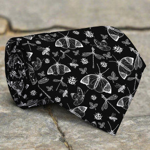 Black White Butterflies Classic Luxury Seamless Tie