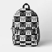 Black White Butterfly Chequered Block Print