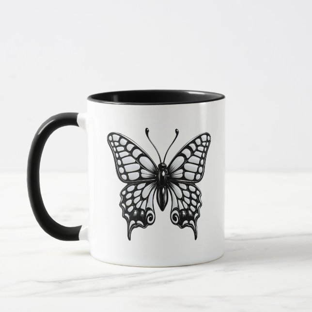 Black White Butterfly Mug (Left)