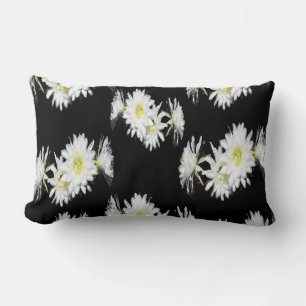 Black White Cacti Envy Flower Pattern, Lumbar Cushion