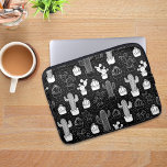 Black & White Cactus Doodle Pattern Laptop Sleeve<br><div class="desc">A pattern of hand drawn cacti doodles in black and white. Each cactus is in its own pot. This succulent pattern is trendy and perfect for those with a lot of house plants!</div>