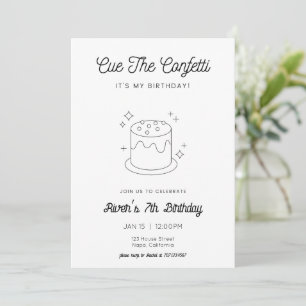 Black & White Cake Birthday Invitation