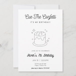 Black & White Cake Birthday Invitation