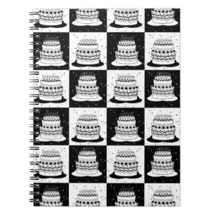 Black White Cake Chequered Block Print Notebook