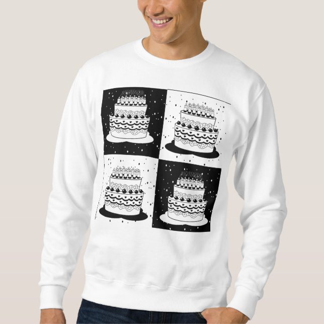 Black White Cake Chequered Block Print Sweatshirt (Front)