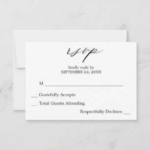 Black & White Calligraphy 2 no Meal RSVP Card