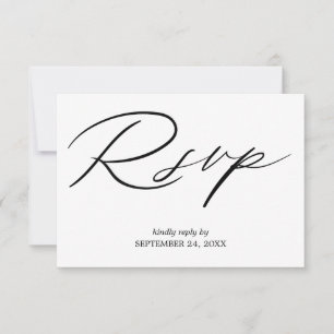 Black & White Calligraphy 2 with Meal RSVP Card
