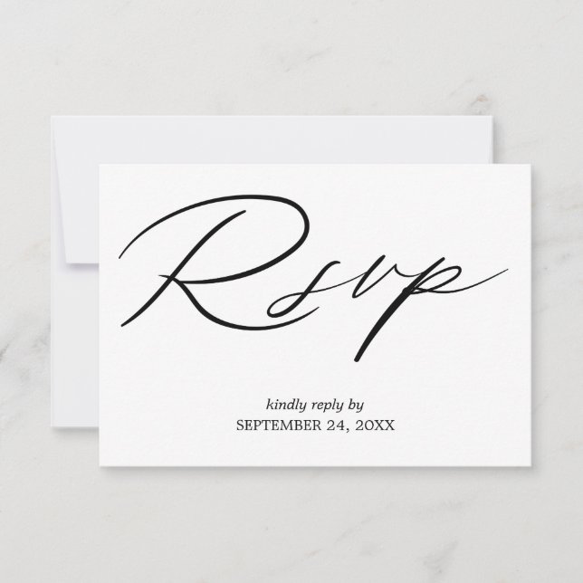 Black & White Calligraphy 2 with Meal RSVP Card (Front)